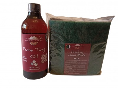 Prep&amp;#039;N&amp;#039;Shine-Pure Tung Oil &amp;amp; Hand Pad&amp;rsquo;s Mix Abrasive, alb, negru verde, 500 ml foto