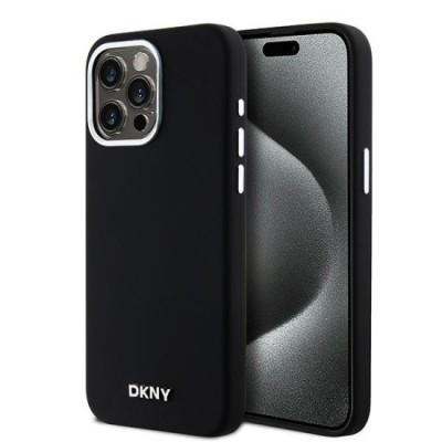 Husa pentru iPhone 15 Pro Max - DKNY Hardcase Liquid Silicone Small Metal Logo MagSafe (DKHMP15XSMCHLK) - Black foto