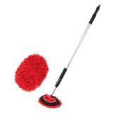 Perie telescopica cu microfibra cu alimentare cu apa pentru spalat masina 1200 cm, maner aluminiu, cupla rapida furtun si valva debit apa, AMiO 02398