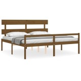 Cadru de pat senior cu tablie, 200x200 cm maro miere lemn masiv