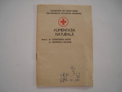 Pliant vechi comunist Societatea de Cruce rosie RSR Alimentatia naturala foto