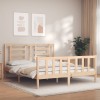 VidaXL Cadru de pat cu tăblie, king size, lemn masiv