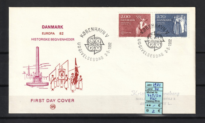 Timbre Danemarca, 1982 | Evenimente istorice - Europa CEPT | FDC | aph