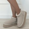 Ghete bej din piele naturala 6391 113, 36 - 41
