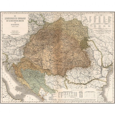 Harta Regatul Ungariei cu Transilvania, 1886, 50x70cm, repro foto