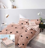 Lenjerie Pat Bumbac 6 Piese Cu Elastic Crem 180x200 cm Ice Cream - Set Cearceaf Pilota Fete Perna