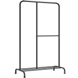 SONGMICS Stativ haine metalic 105x50x195 cm, cu bara ajustabila si 3 niveluri de depozitare, otel, negru Household NewTrend