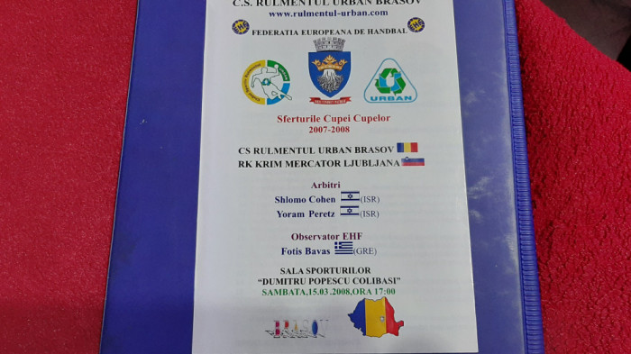 program Sfer finala Cupa Cupelor Rulmentul Brasov - Krim Ljubljana