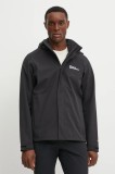 Jack Wolfskin geaca de ploaie Trailtime 2L barbati, culoarea negru, A63903