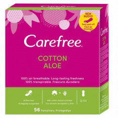 Absorbante Zilnice Carefree Panty Liners Cotton Aloe, 56 Buc/Set, Absorbante de Zi, Tampoane Zilnice, Absorbante de Zi Carefree Panty Liners Cotton Al