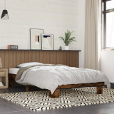 VidaXL Cadru de pat, stejar fumuriu, 90x200cm, lemn prelucrat și metal