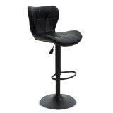 Cumpara ieftin Scaun de bar Coozy reglabil pe inaltime stil capitonat metal negru mat cu piele ecologica pe negru