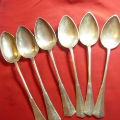 Set 6 Linguri argint , marcaj Coroana , L= 22cm , varf ascutit ,1 lingura putin