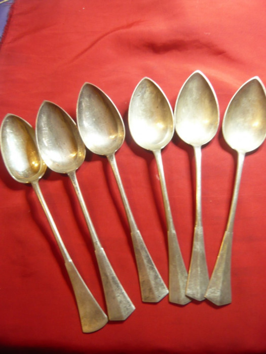 Set 6 Linguri argint , marcaj Coroana , L= 22cm , varf ascutit ,1 lingura putin