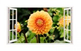 Sticker decorativ, Fereastra 3D, Flori, 85 cm, 243STK, natura si peisaje