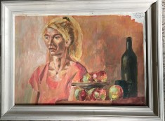 Tablou / lucrare POPA D. Cornelia Vasilica, 70 x 50, acrilic pe carton subtire, stampila Universitatea de Arta Bucuresti pictor roman arta romaneasca