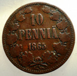 C.241 FINLANDA ALEXANDER II 10 PENNIA 1865 EROARE, Europa, Cupru (arama)