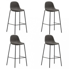 vidaXL Scaune de bar, 4 buc., gri &icirc;nchis, material textil