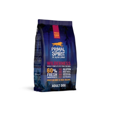 Hrana uscata Premium presata la rece pentru caine Primal Spirit, Wilderness, cu 60% carne de porc, pui si peste, 1 kg foto