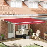 Marchiza retractabilă manuală vidaXL roșie 450x300 cm