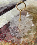 Platou etajat / Etajera - Sticlă - 2 nivele - Art nouveau