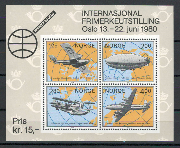 Norvegia 1980 MNH - Istoria aviatiei arctice, nestampilat