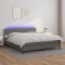 vidaXL Pat cu arcuri, saltea și LED, gri, 160x200 cm, piele ecologică 3134235