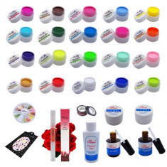 KIT GEL UV - 20 de geluri UV colorate, geluri constructie si accesorii Nail Art foto