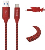 Cablu USB tip C pentru Samsung, Xiaomi, Huawei, PS4, Xbox Iwotto, incarcare rapida, rosu, nailon, 1 M