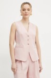 BOSS Orange vestă cu amestec de in culoarea roz, un singur rand de nasturi, 50546216