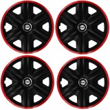 Set 4 Capace Roti pentru Fiat, model Fast Black Cu Rama Rosie, R15