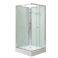 Cabină de duș pătrată Polo White II, albă, cu cădiță de duș acrilică, 90x90x195 cm