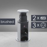 Distribuitor 3 prize camuflat &icirc;n mobilier, USB- metalizat-satinat