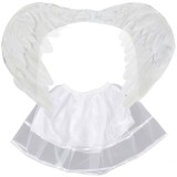 Costum de &icirc;nger pentru copii Kruzzel, alb, cu aripi si fusta