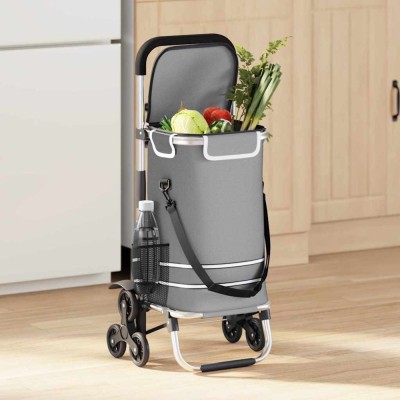 vidaXL Carucior de cumpărături Gri 47 x 39 x 100.5 cm Tafeta Oxford foto