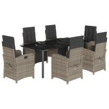 Cumpara ieftin Set mobilier de gradina cu perne, 7 piese, gri, poliratan