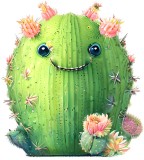 Sticker decorativ Floare de Cactus, Verde, 66 cm, 7960ST