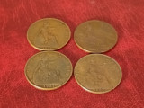Lot 4 monede UK, Anglia, One 1 Penny 1919 + 1920 + 1921 + 1922 [poze]