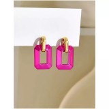 Cumpara ieftin Cercei Forma Geometrica Roz cu Auriu 3.8x2.1cm - 26068