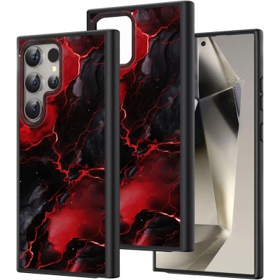 Hus&amp;Auml; pentru samsung galaxy s25 ultra, marble dc, protec&amp;Egrave;ie camer&amp;Auml;, anti&amp;Egrave;oc, design slim, negru - rosu foto