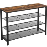 VASAGLE Raft pentru pantofi cu 3 polite, 100x30x72cm, otel, stil industrial, maro rustic si negru Household NewTrend