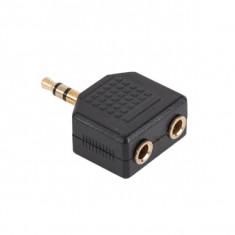 Adaptor Jack 3.5mm tata stereo - 2 jack 3.5mm mama Gold foto