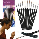 Set 11 pensule pentru pictura Maaleo cu suport, pentru detalii fine