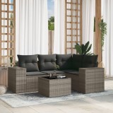 vidaXL Set canapea de grădină cu perne, 5 piese, gri, poliratan 3254857