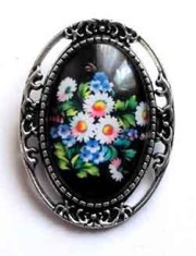 Brosa metal si sticla, brosa buchet flori 32235 foto