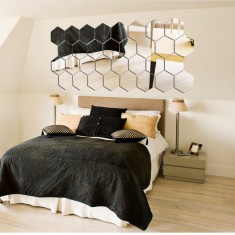 Oglinda Design Hexagon Acrilica Cristal &amp; Diamant - Luxury Home - 18 cm - 1 Buc