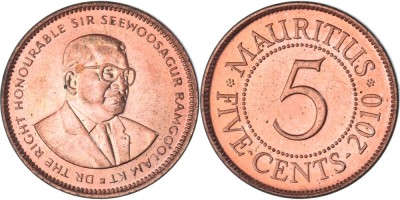 Mauritius 2010 - 5 cents UNC foto