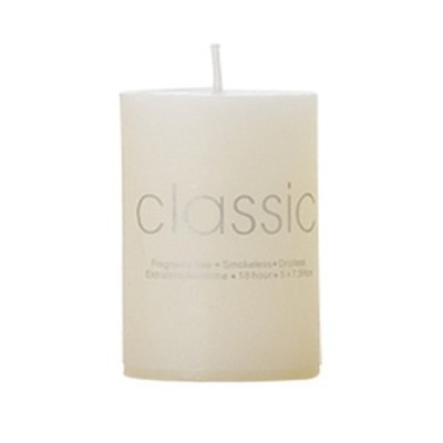 Lumanare decorativa, flippy, din parafina, cilindrica, fara fum si fara parfum, 5 x 7.5 cm, 130 g, ardere 36h, ivory alb foto