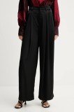 Gestuz pantaloni culoarea negru, lat, high waist, 10910805