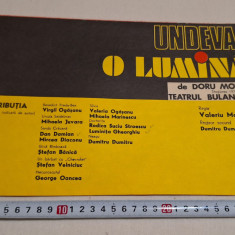 UNDEVA O LUMINA - Program/pliant vechi stagiunea 1977-1978 Teatrul Bulandra